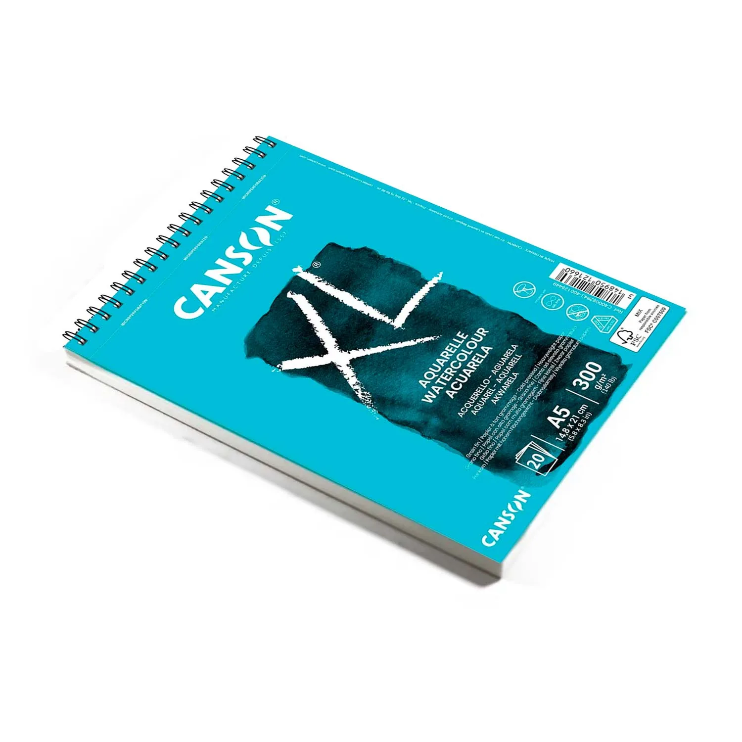 Croquera Canson XL Aquarelle 300gr 20 hjs A5(14.8x21cm)