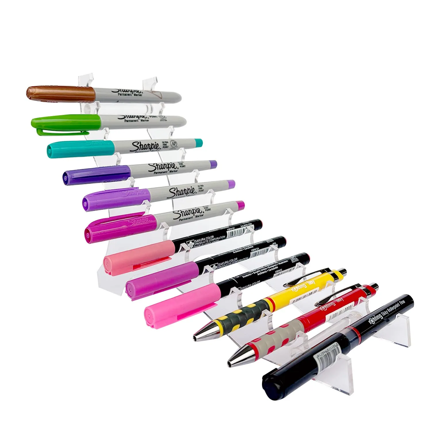 Exhibidor Acrilico Renart 18x24x6.5 cm 12 Espacios Horizontal 1.8 cm ø