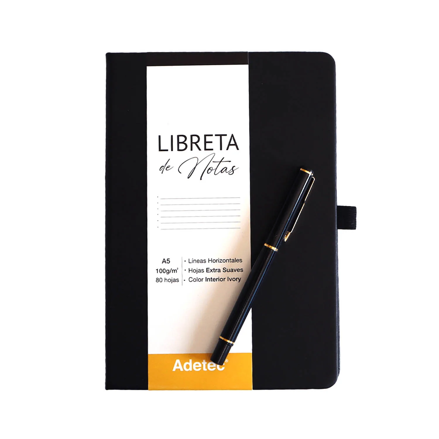 Libreta Cosida Adetec A5 con Lápiz y Caja de Regalo