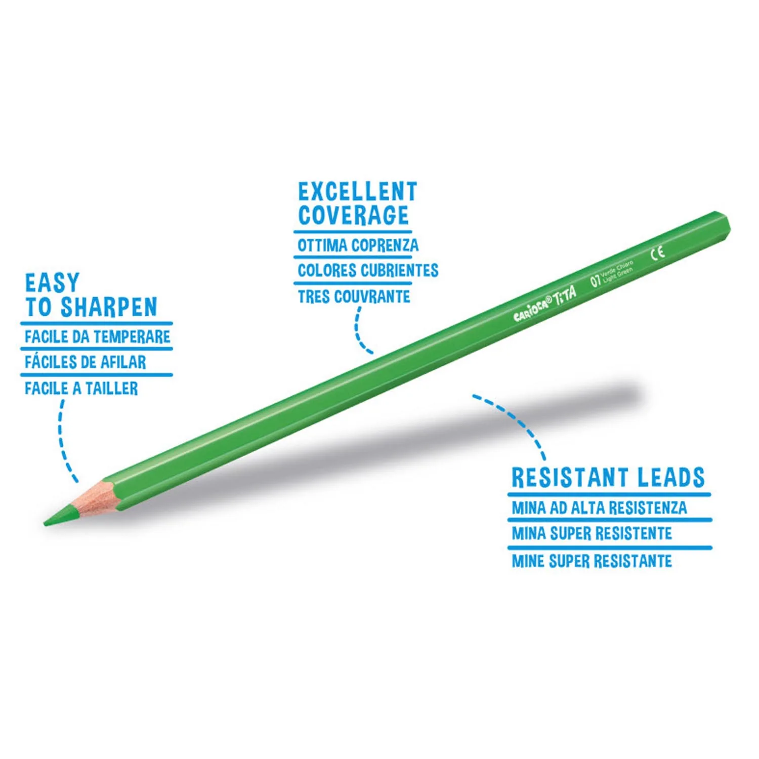 Lápices Carioca Tita Hexagonal Borrable + Sacapuntas (12 Colores)
