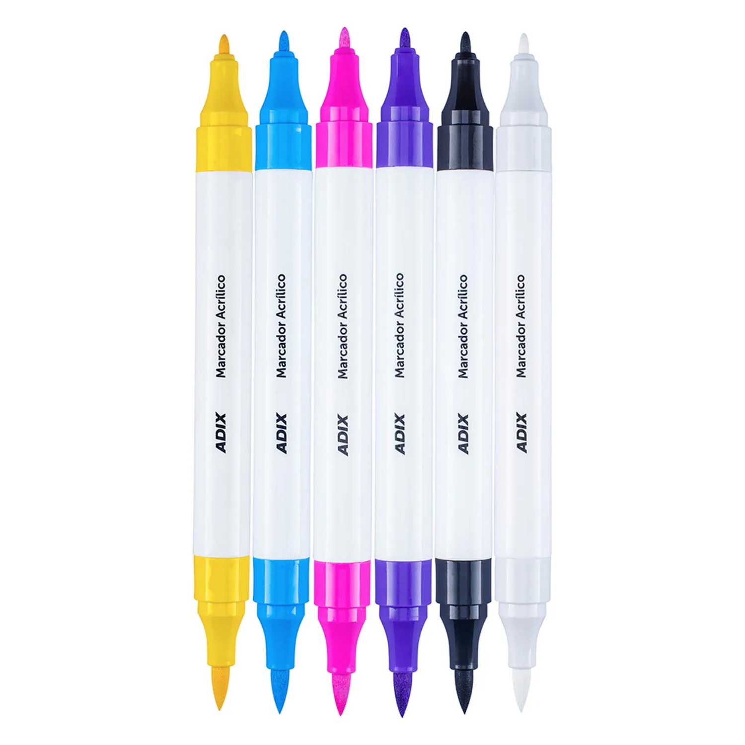 Marcadores Acrílicos Adix Punta Brush/Fina 6 Colores