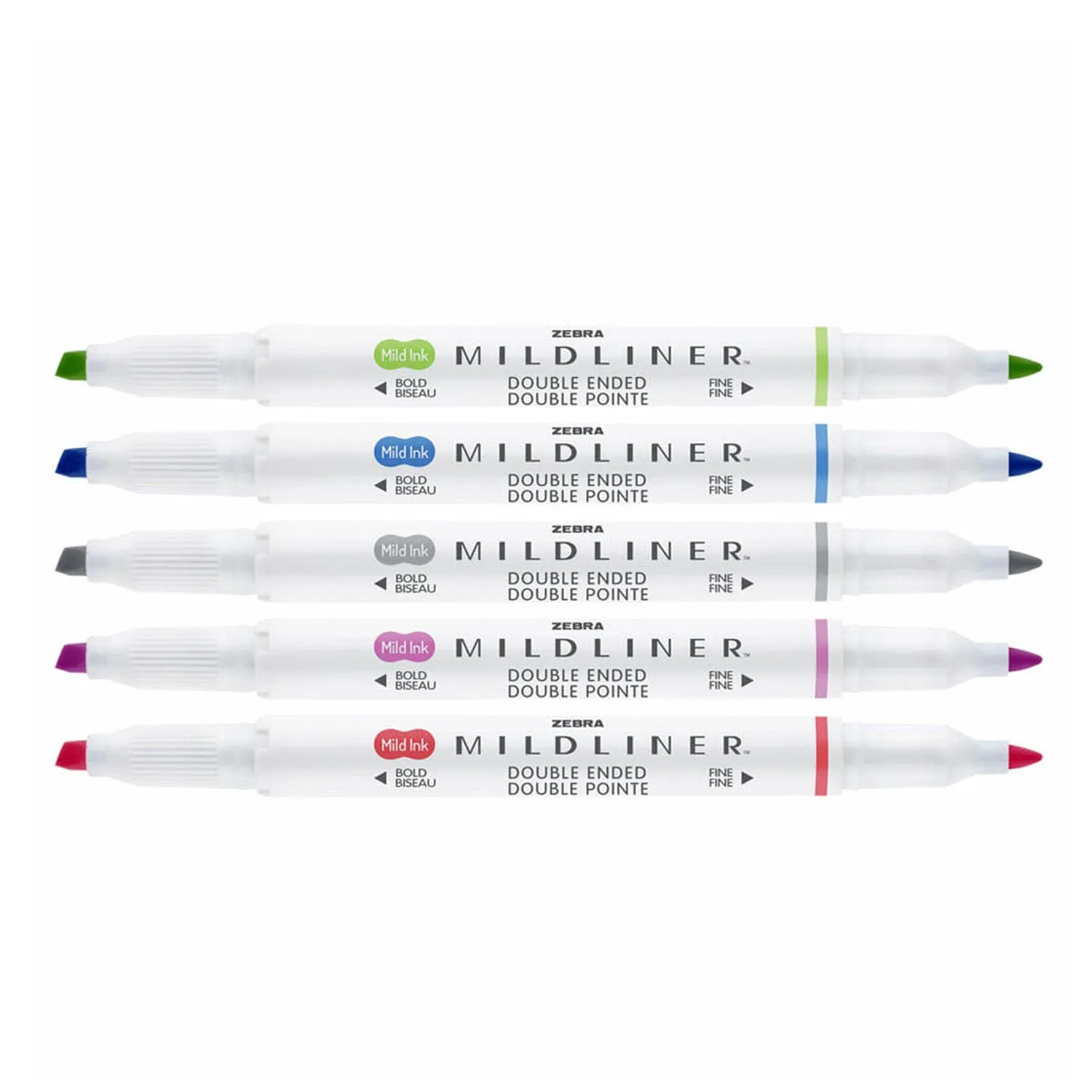 Marcadores Zebra Mildliner Doble Punta Colores Fríos 5ud