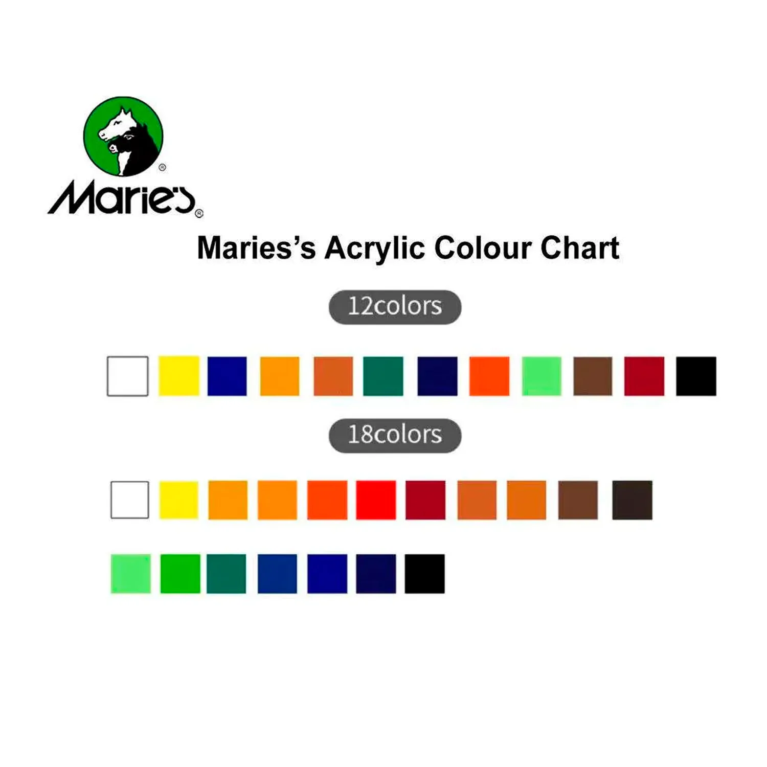 Pintura Acrílica Marie's en Tubos de 12ml (12 colores)