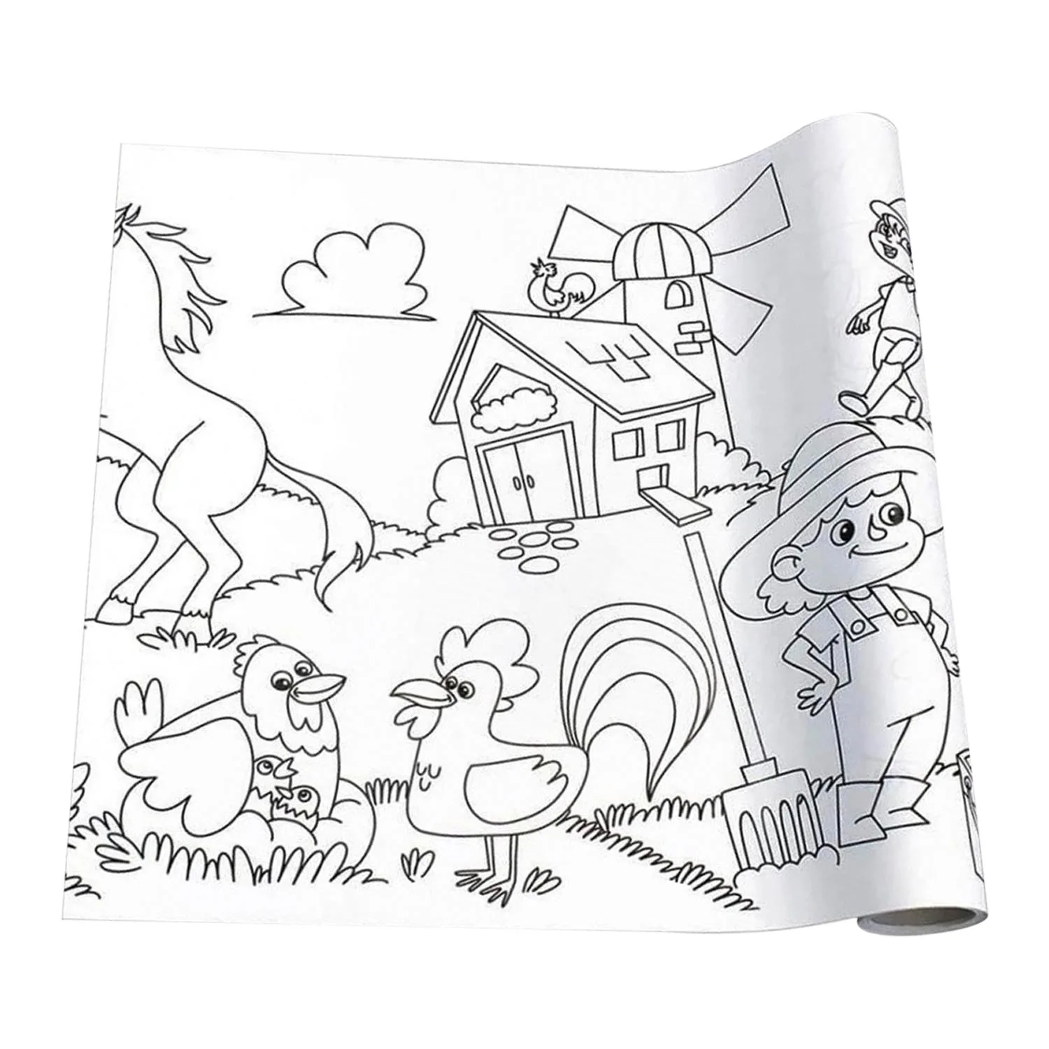 Rollo Adhesivo con Diseño para Colorear + Marcadores y Crayones