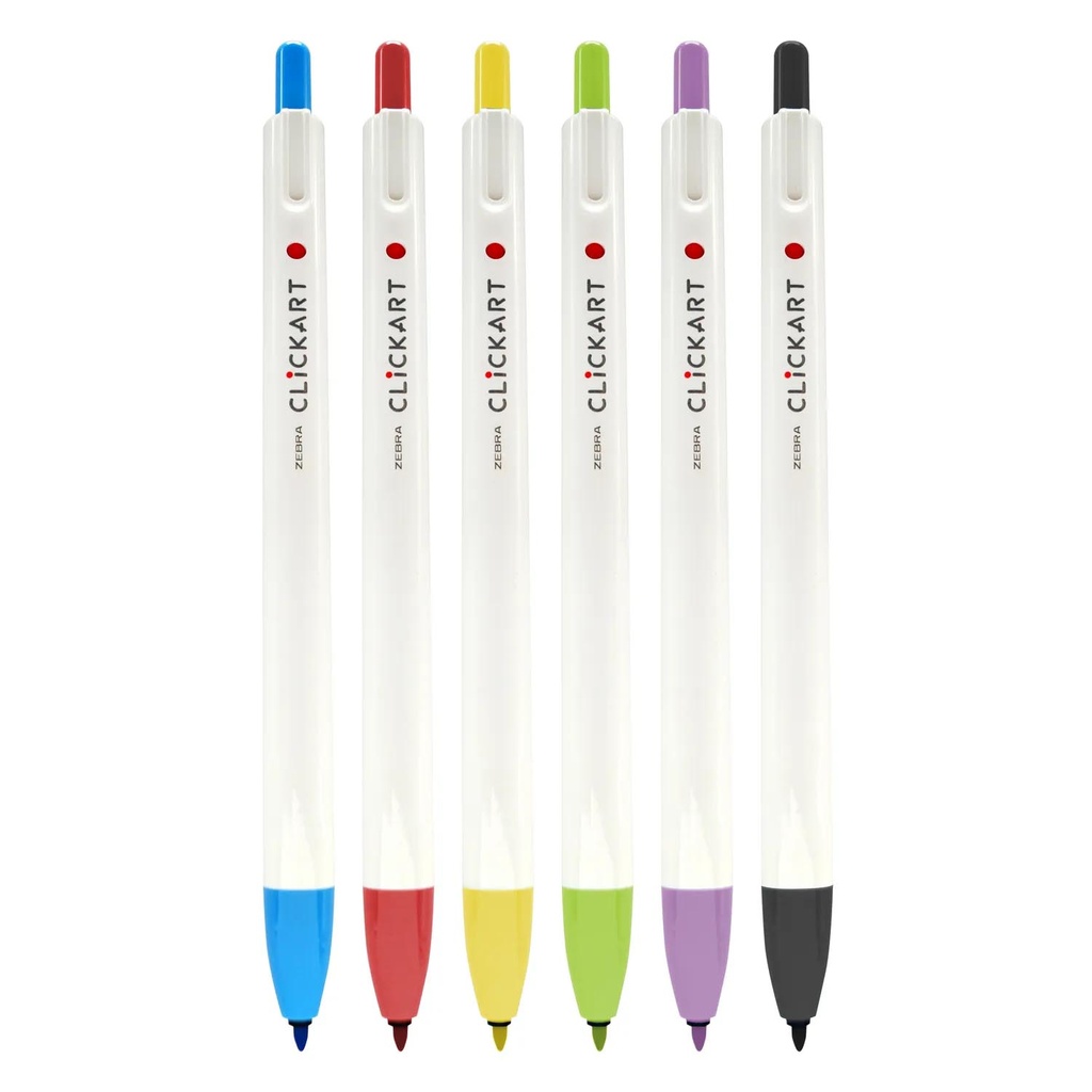 Marcadores Clickart Zebra Retráctil Punta Fina 6ud
