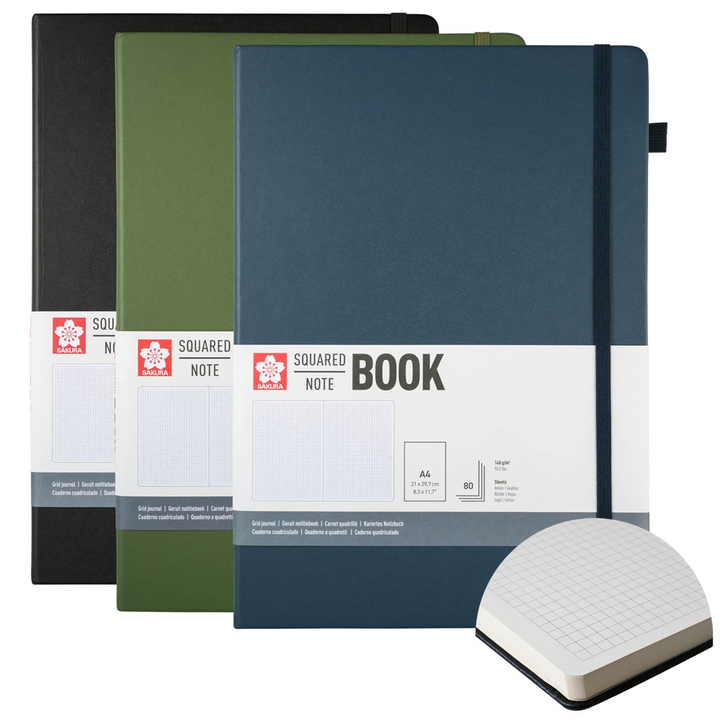 Libreta Sakura Hoja Crema con Cuadros 21x30cm