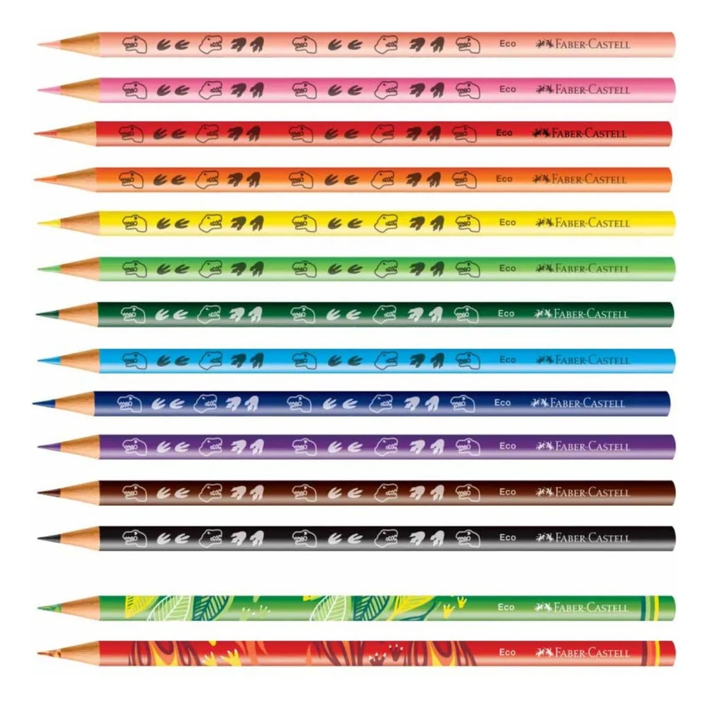 Lápices Faber-Castell Ecolápices Dinosaurio 12+2 Colores
