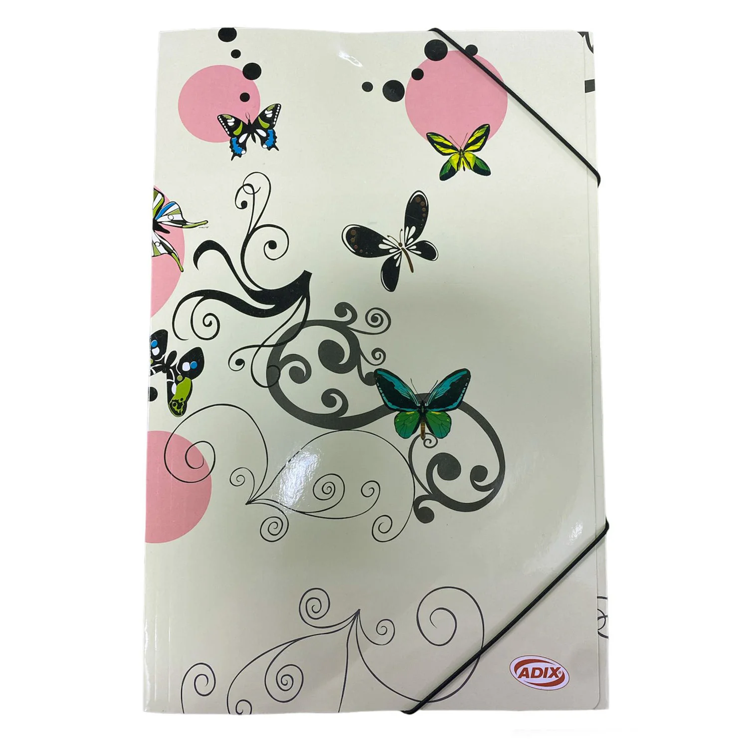 Carpeta Cartón Adix Con Elástico Diseño Mariposa (Oficio)