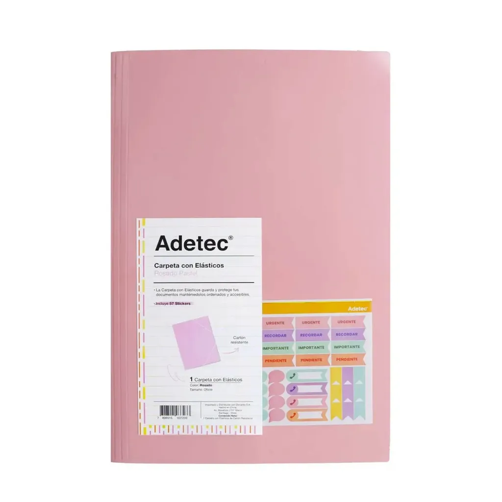 Carpeta Adetec con Elástico Rosado Oficio