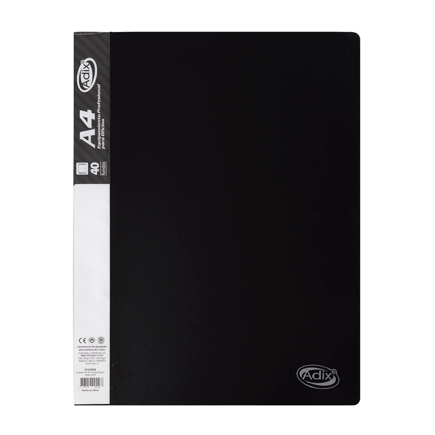 [A103008] Carpeta Adix con 40 Fundas Color Negro (A4)