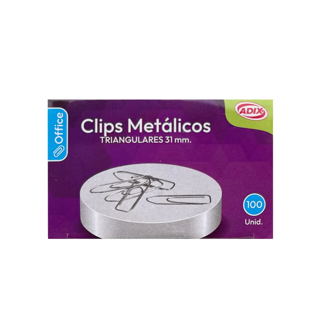Clips Metálicos Adix 31mm Triangulares 100 uds.