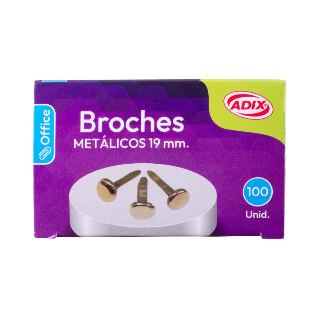 Broches de Metal Adix 19mm (100u)