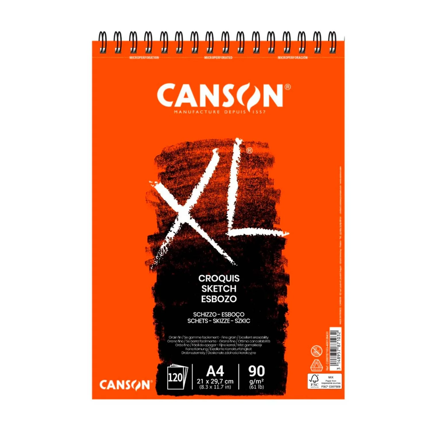 [787103] Croquera Canson XL Croquis 90gr 120 hjs A4 (21x29.7cm)