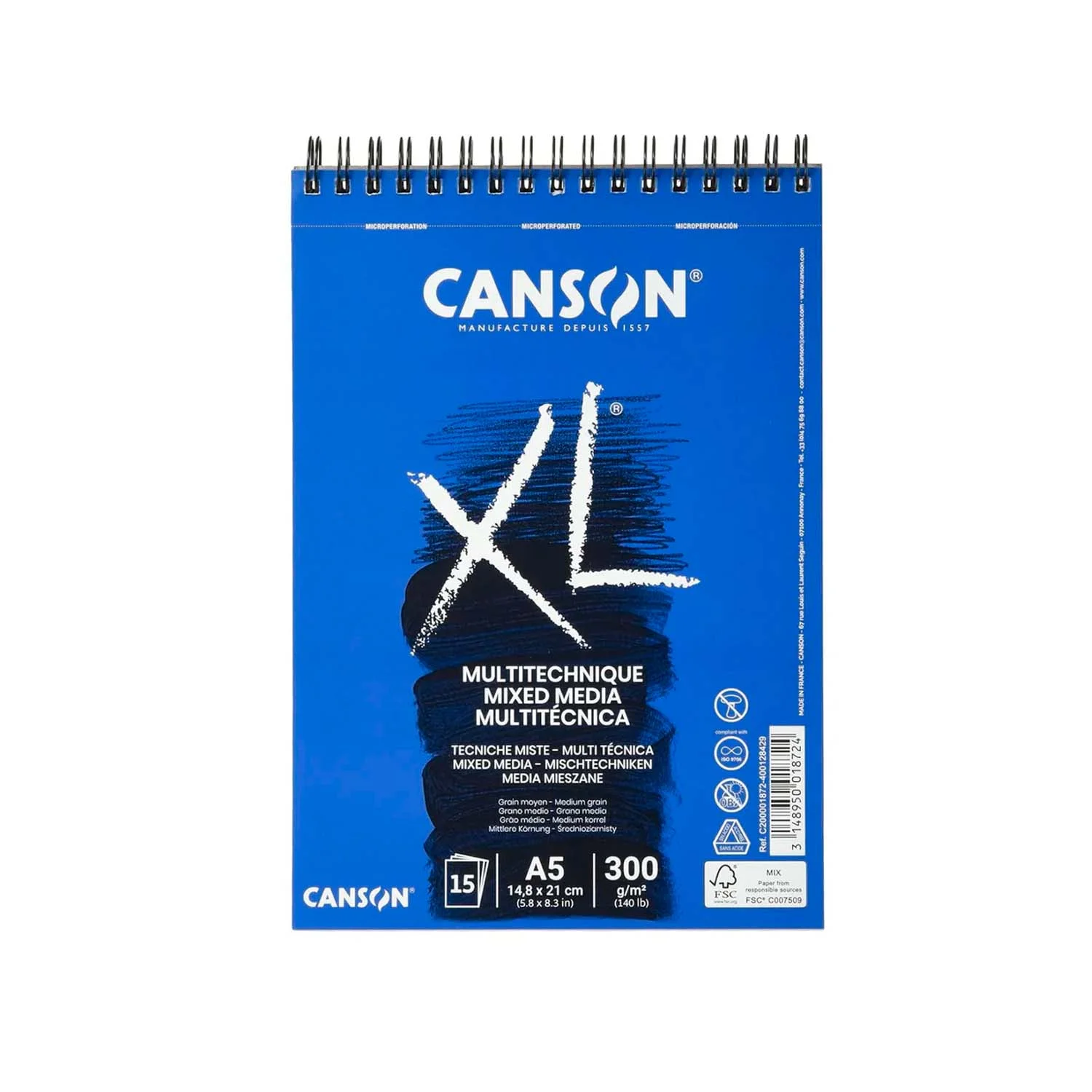 Croquera Canson XL Mix-Media 300gr 15 hjs A5(14.8x21cm)