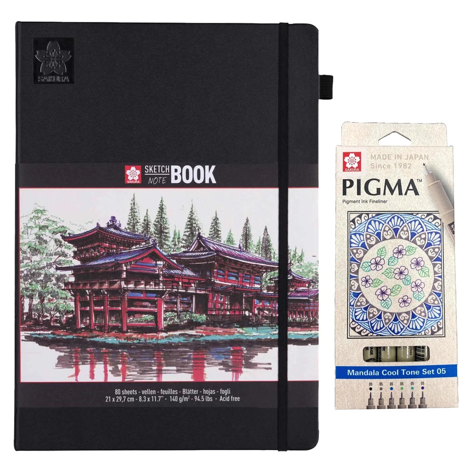 Kit Sketchbook 21x30 cm + Set de 6 Tiralíneas 0.5 Colores Frios