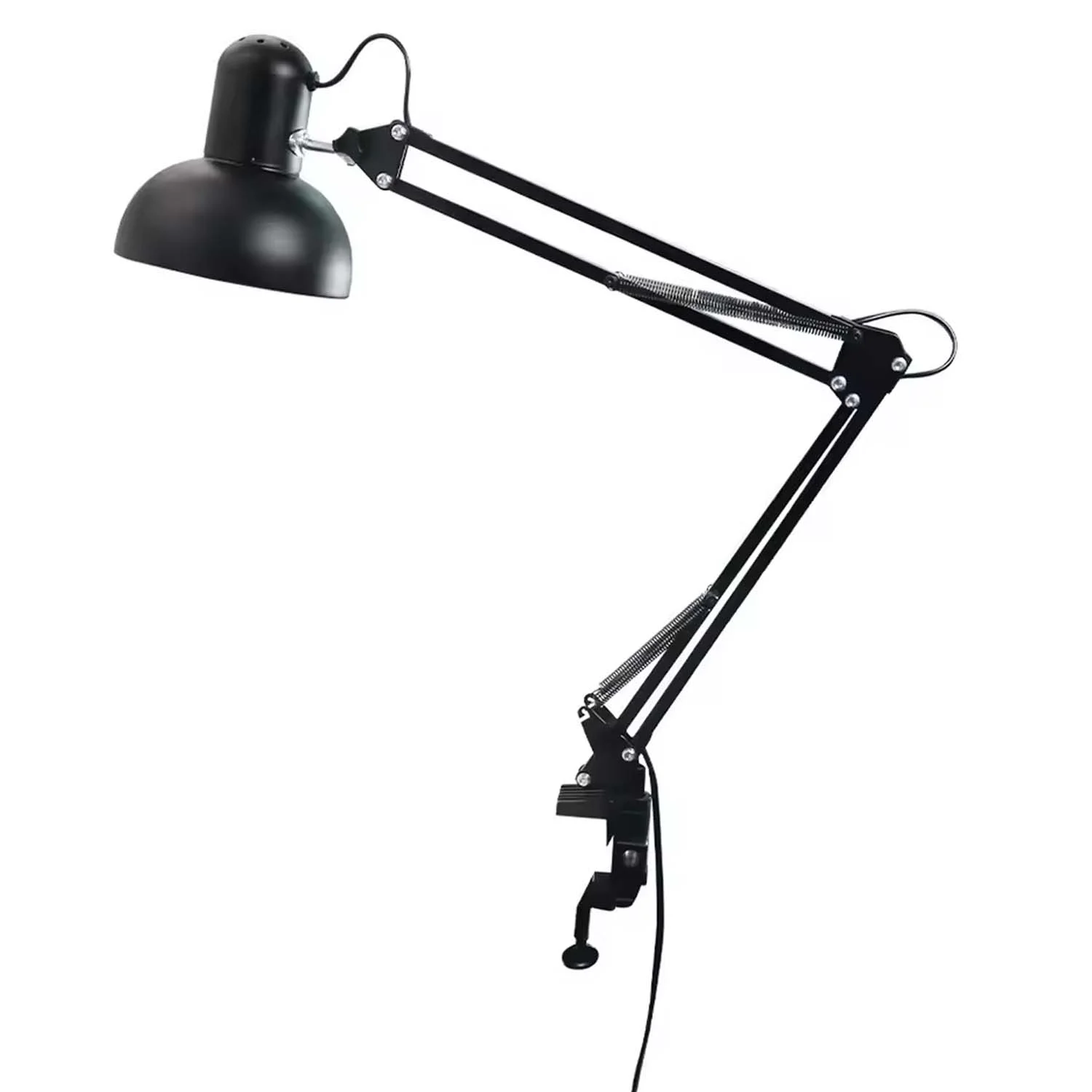 [LABF09715570NEG] Lampara de Escritorio Negra Brazo Flexible con Clip
