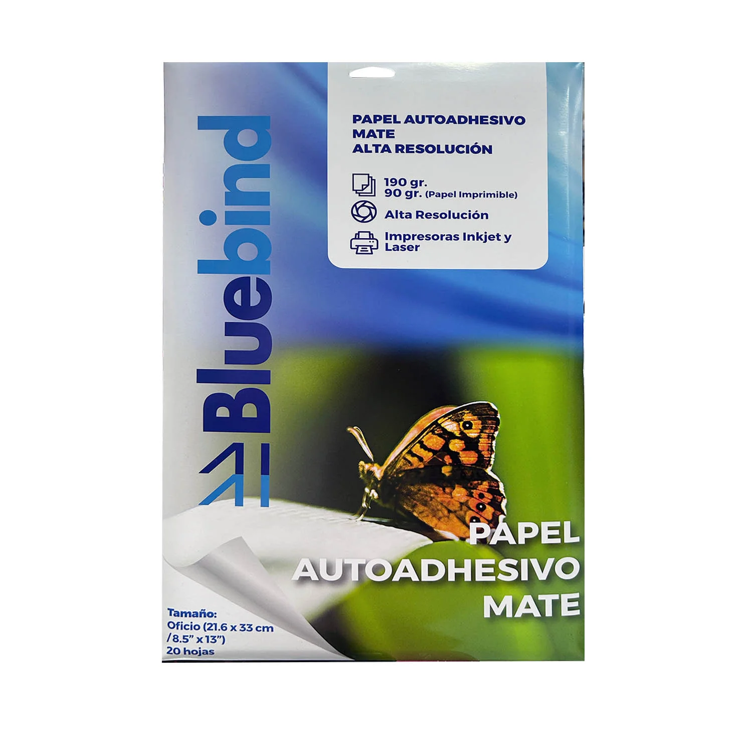 Papel Autoadhesivo Matte AR 190gr.Oficio (20 hojas)