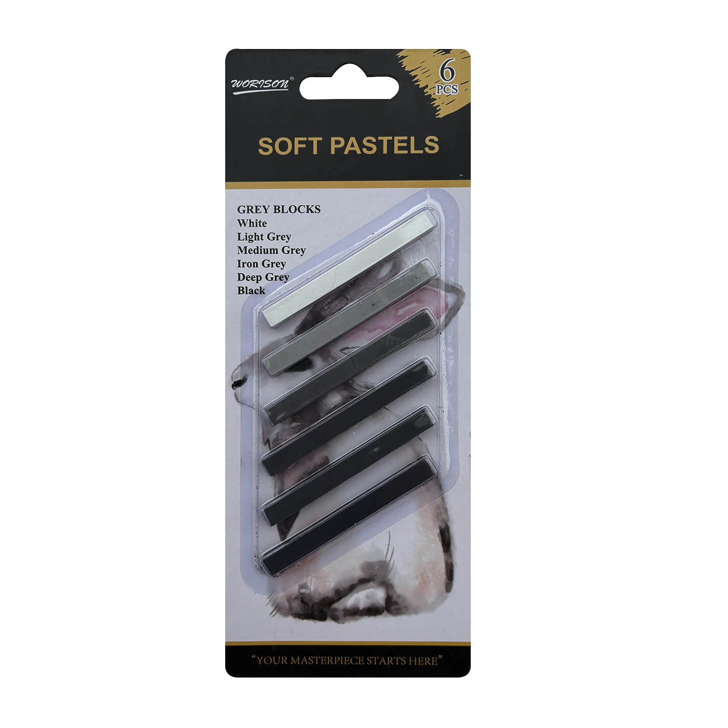 Pastel Seco En Barra 6 Tonos Grises