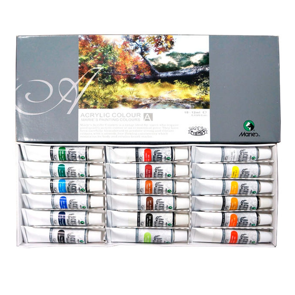 Pintura Acrílica Marie's en Tubos de 12ml (18 colores)