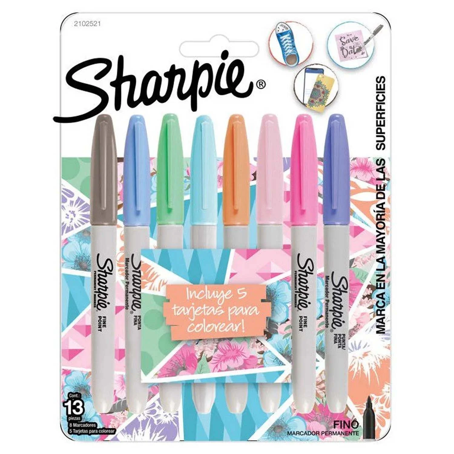 Set 8 Marcadores Sharpie Permanente Tonos Pastel