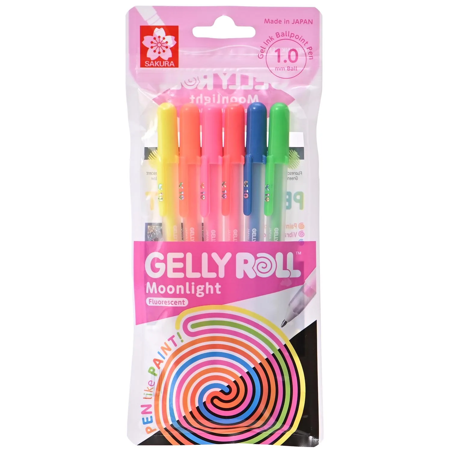 [XPGB10-ML6A] Set Lápiz Gel Gelly Roll Sakura Moonlight 6 Colores Fluorescentes