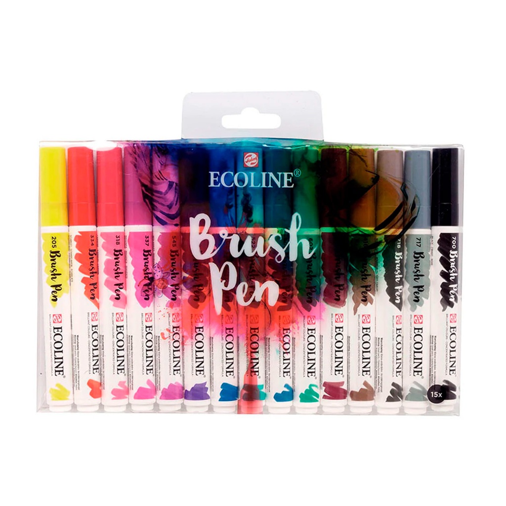 [11509003] Set Plumones Punta Pincel Ecoline (15 Colores)