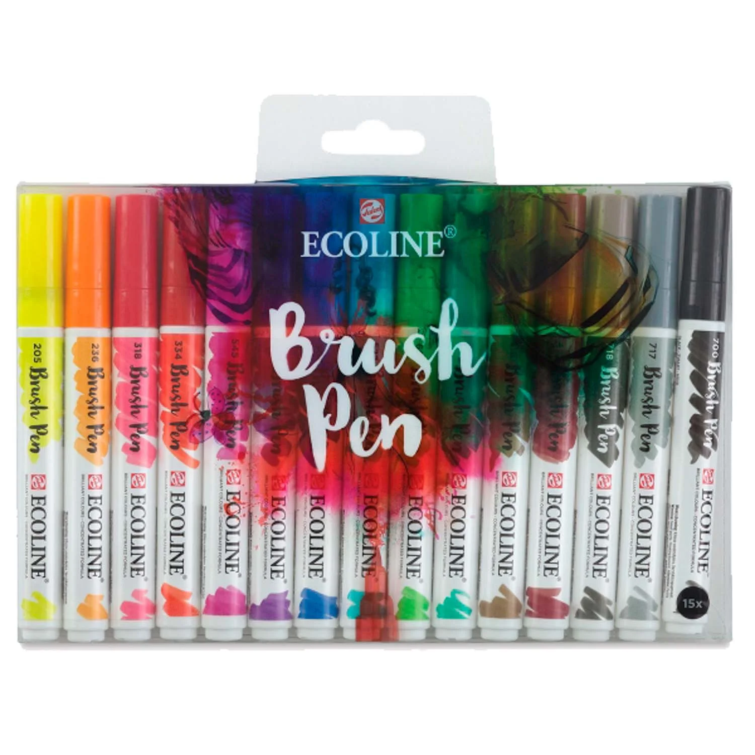 Set Plumones Punta Pincel Ecoline (15 Colores)