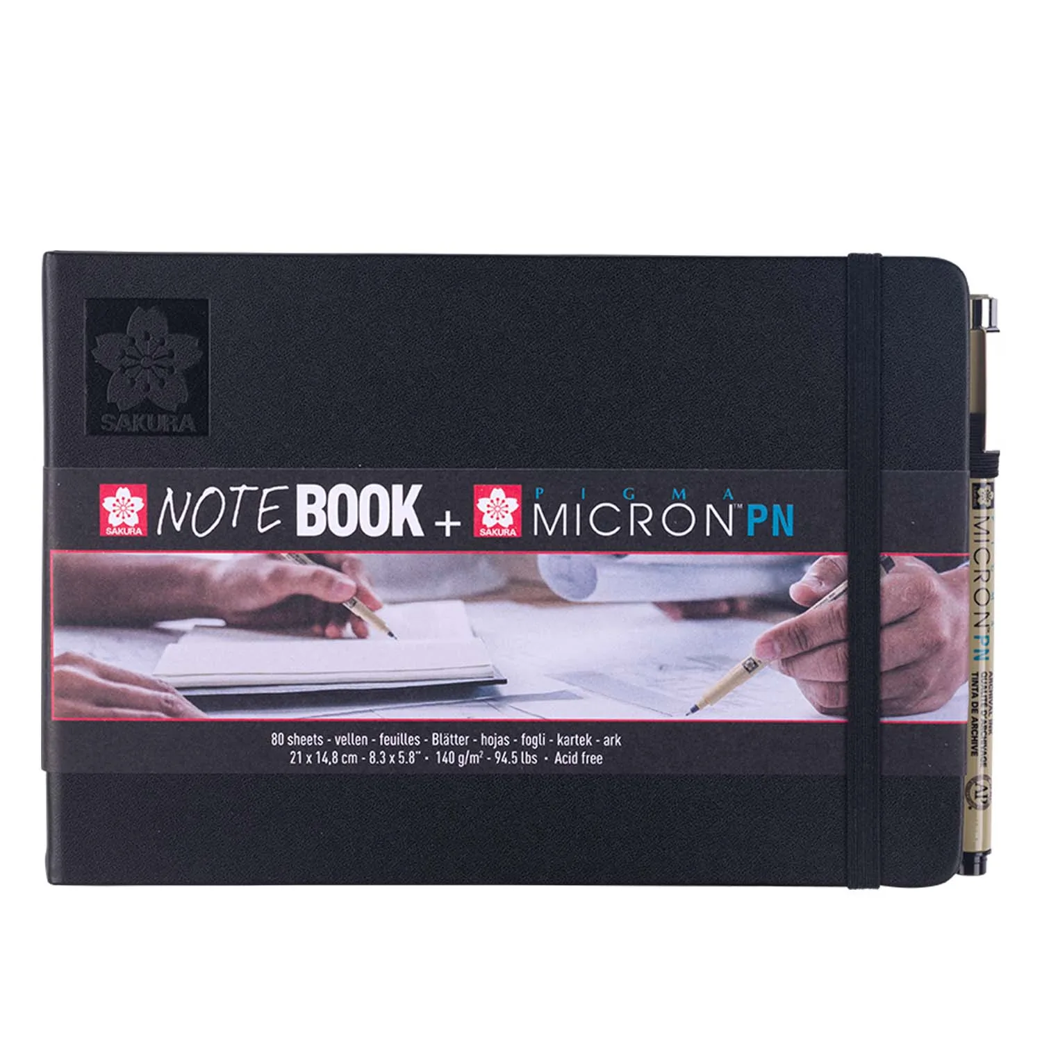 [94150004] Sketchbook Sakura Hoja Blanco A5 (14.8x21cm) + Pigma Micron PN Negro