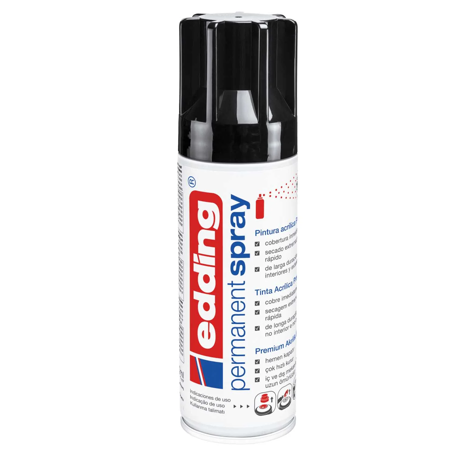 [4-ES5200951] Spray Acrílico Permanente Edding E-5200 Premium Negro Brillante