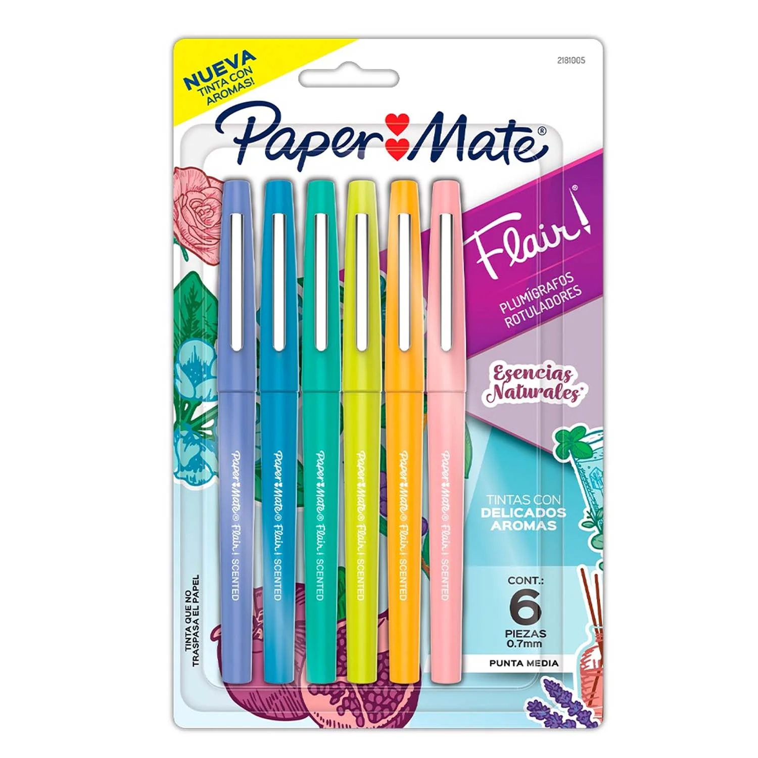 [2181005] Tiralíneas Flair Aroma Paper Mate Esencias Naturales 6 Colores Surtidos