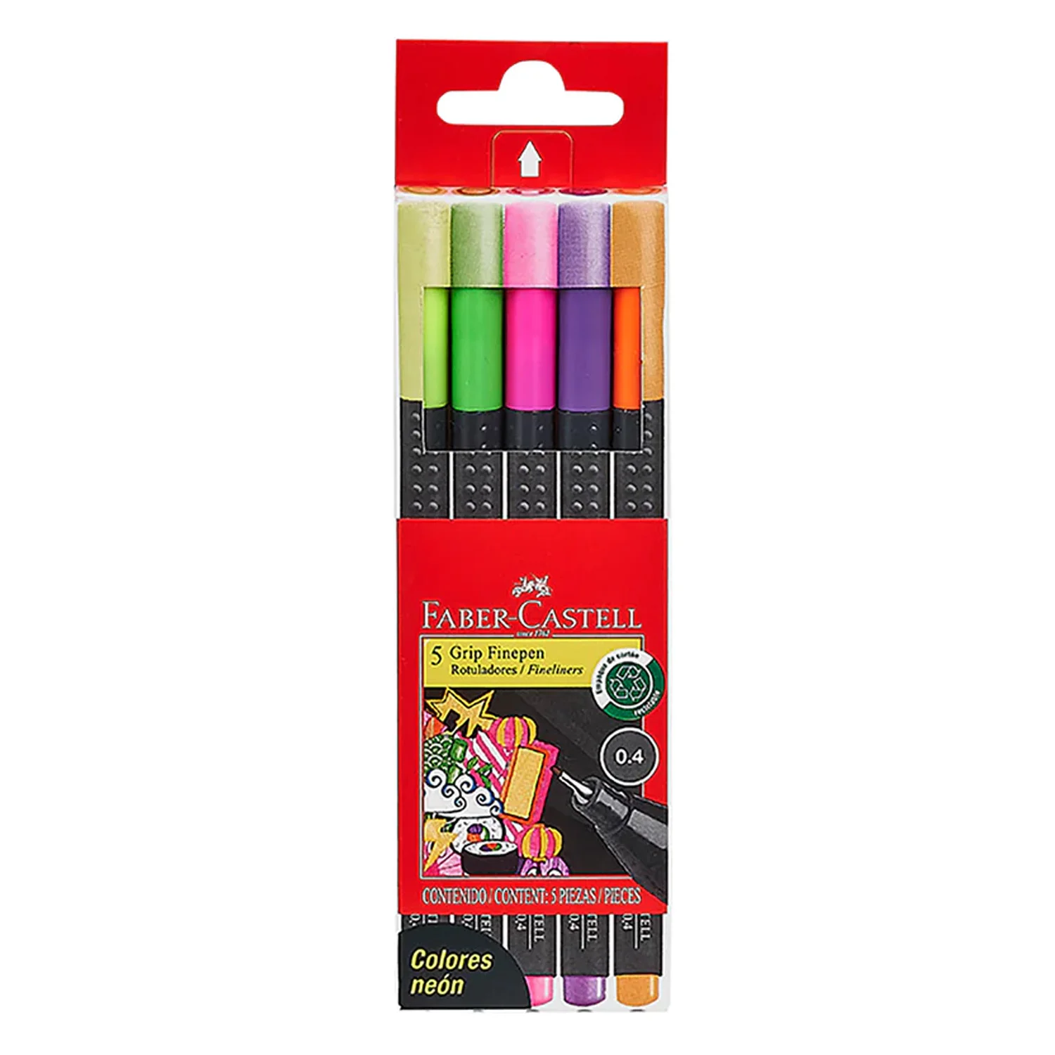 [451418] Marcador Faber-Castell Grip Finepen Neón 5 Colores