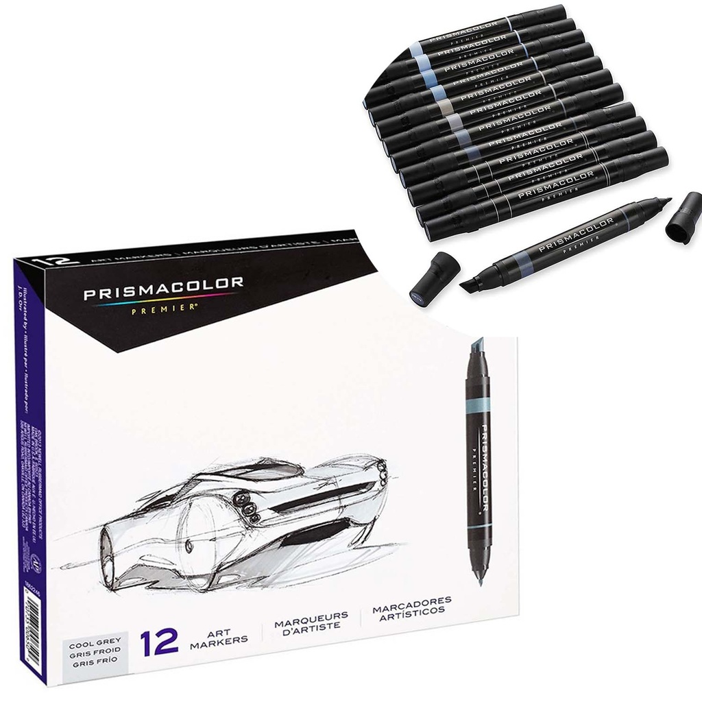 [P03622] Marcador Prismacolor Premier 12 Colores Gris Frio