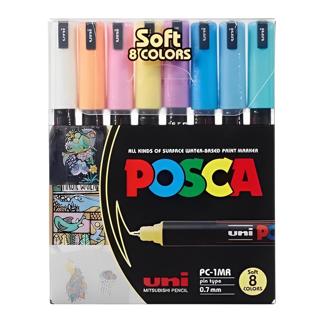 [PC1MR-181724] Marcador Uni Posca 8 Colores Pastel 1MR 0.7mm