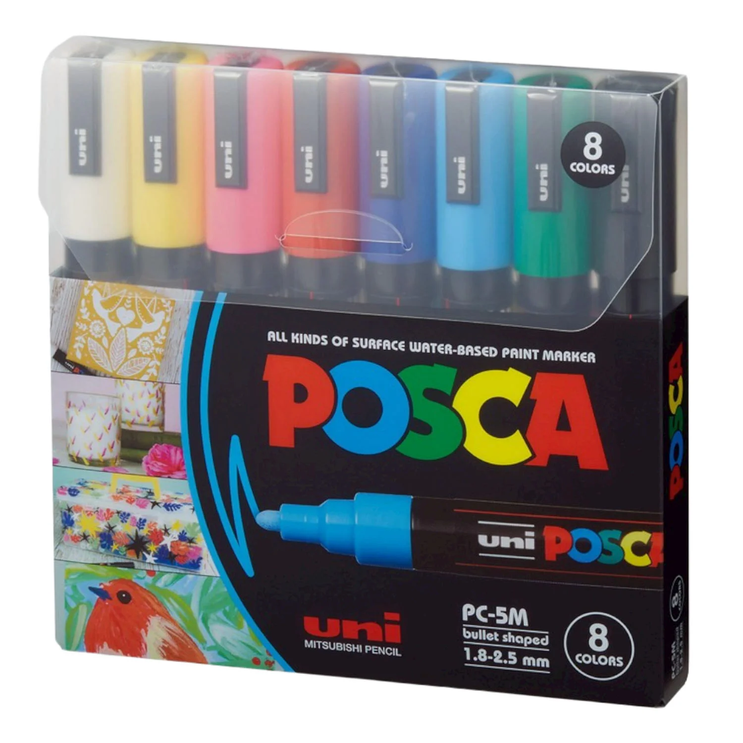 Set 8 Marcadores 5M Uni Posca (1.8mm-2.5mm)