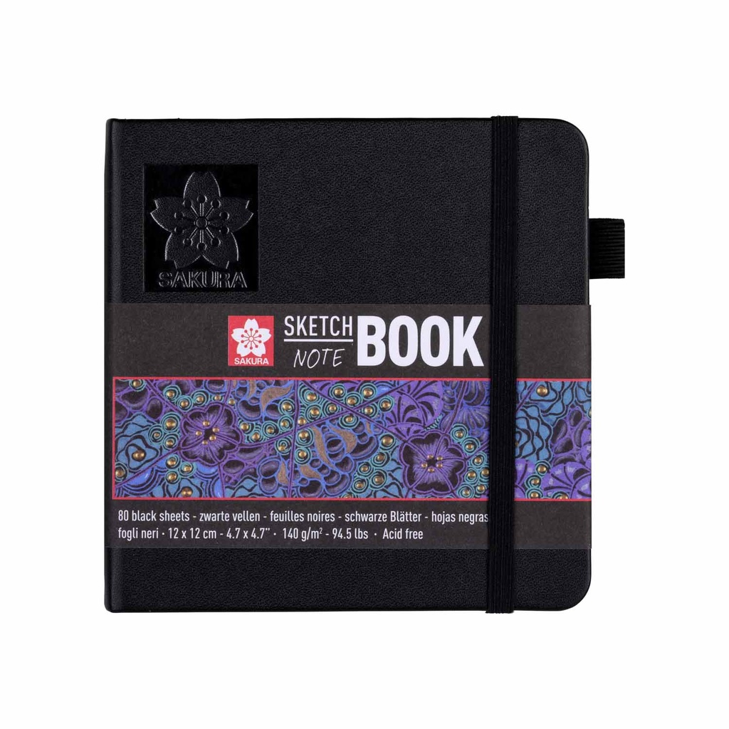 [94141002] Sketchbook Sakura Hoja Color Negro 12x12cm 140gr 80hj