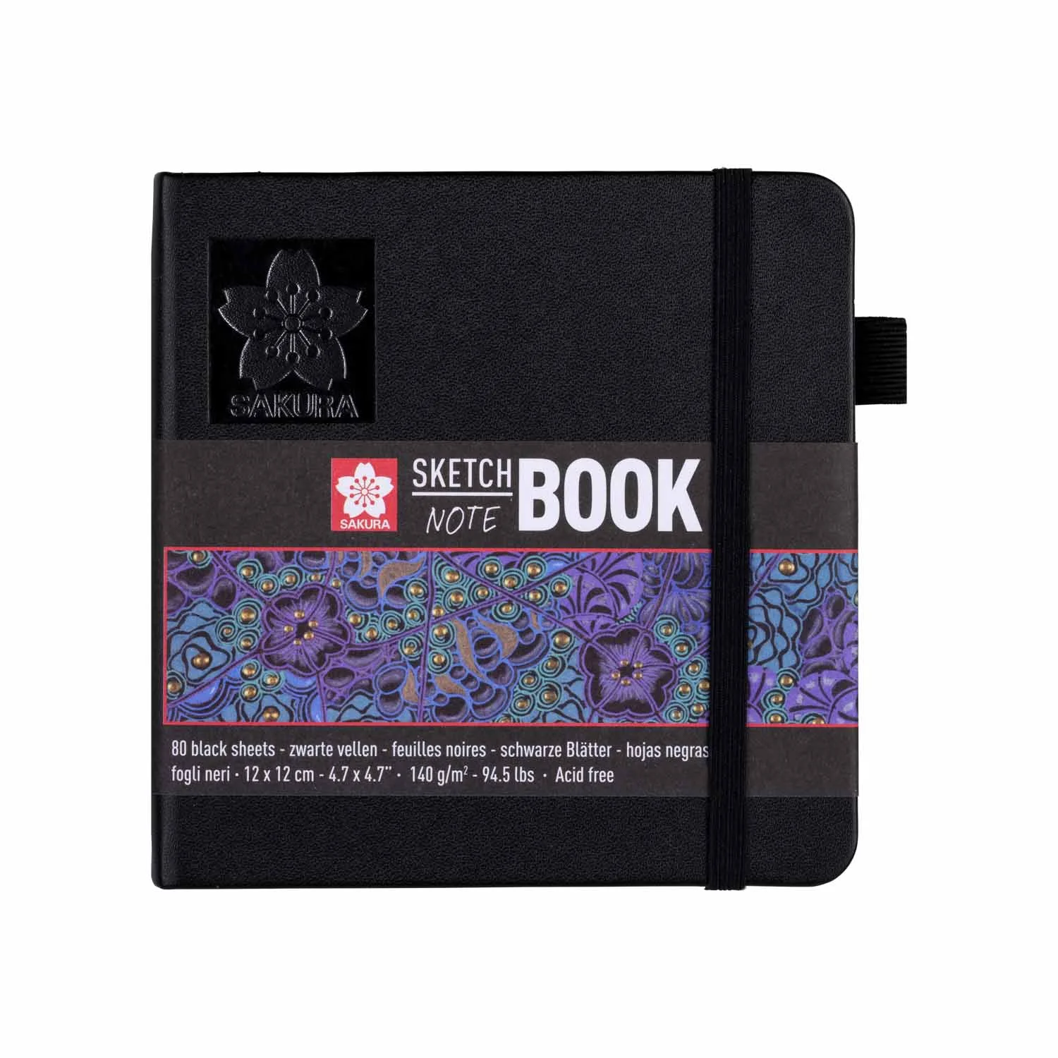 [94141002] Sketchbook Sakura Hoja Color Negro 12x12cm 140gr 80hj
