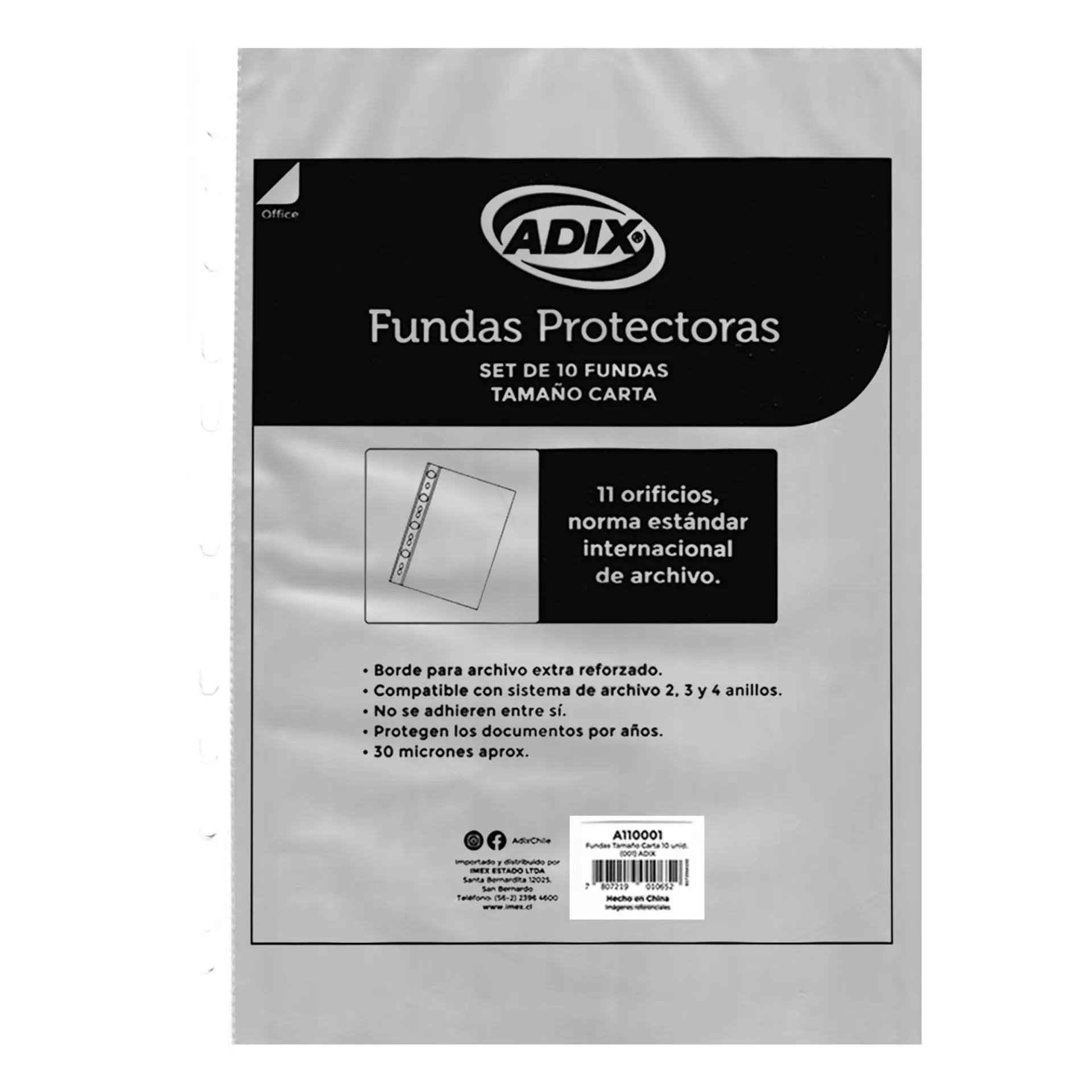 Funda Plástica Transparente Adix para Archivador Carta(10ud)
