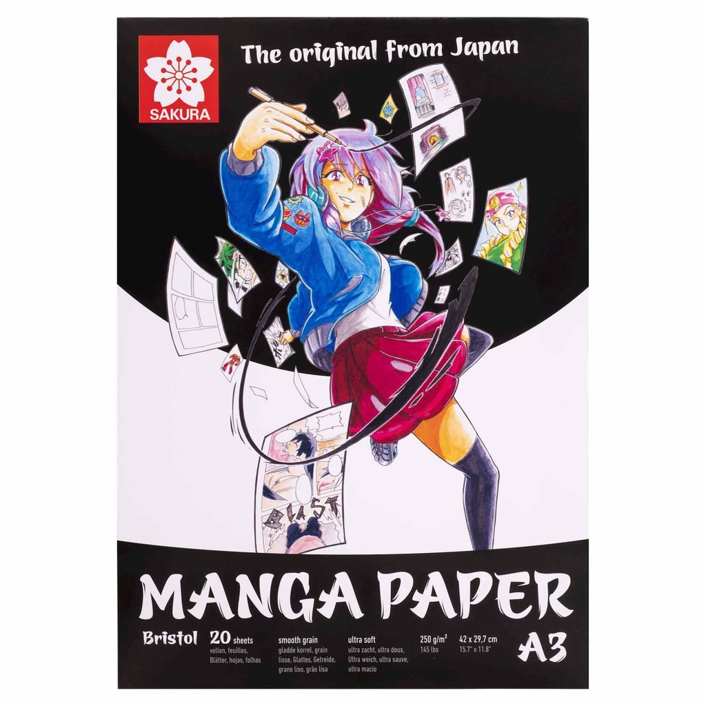 Block Papel Bristol Sakura A3 (29.7x42cm) 250gr. 20hj