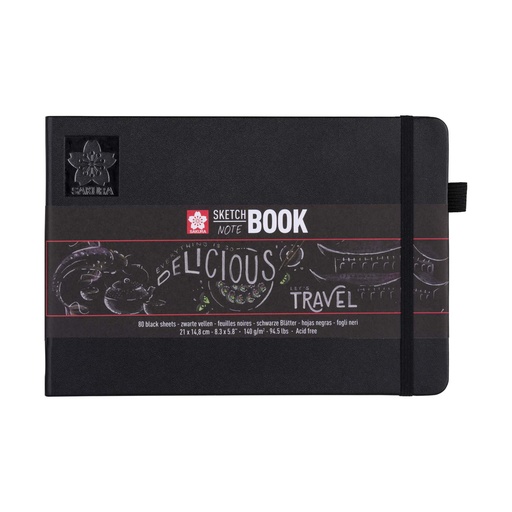 Sketchbook Sakura Hoja Color Negro A5 (14.8X21cm) 140gr 80hj
