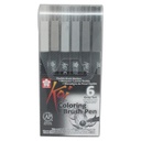Set Plumones Acuarelables Sakura Koi Brush 6 Colores Grises