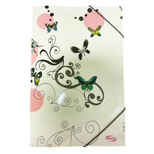Carpeta Cartón Adix Con Elástico Diseño Mariposa (Oficio)