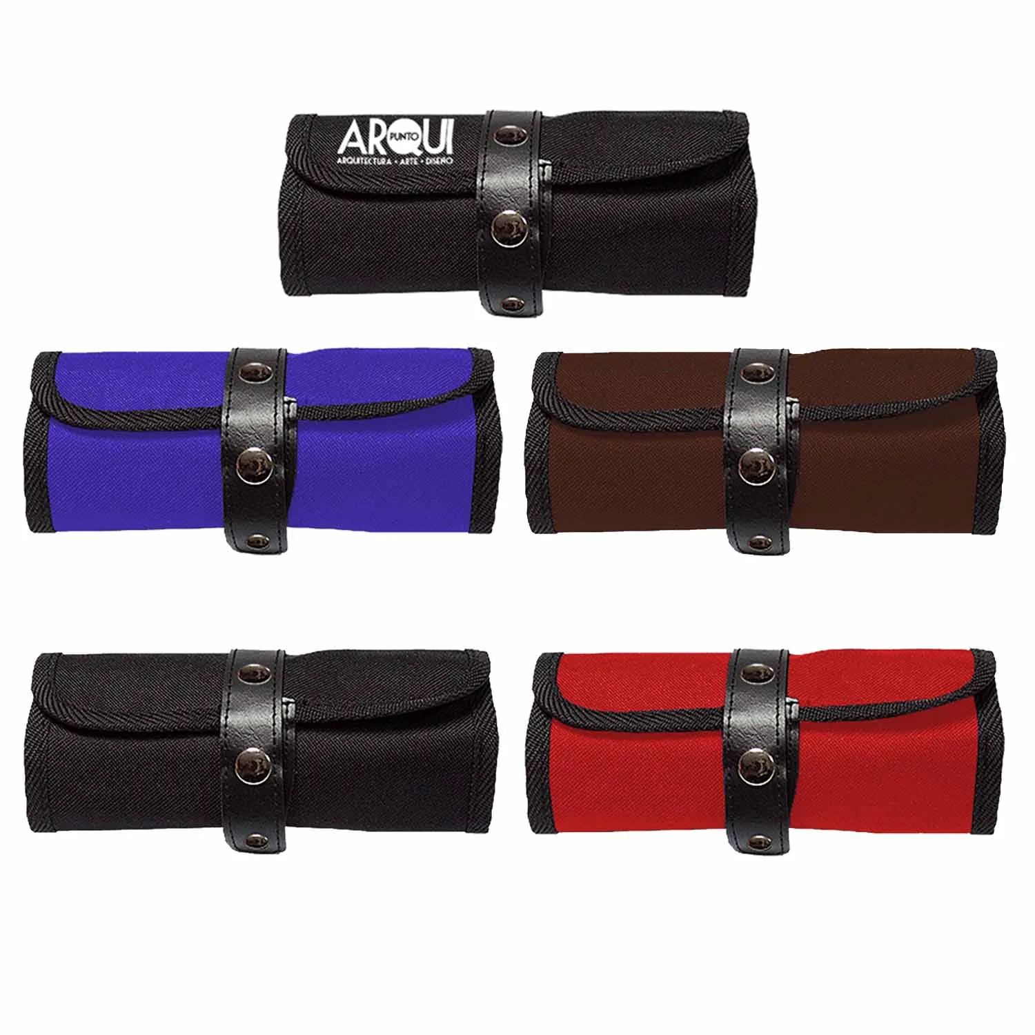 [ESEN152ROJ] Estuche enrollable de lona para 38 lapices 3 botones (Rojo)