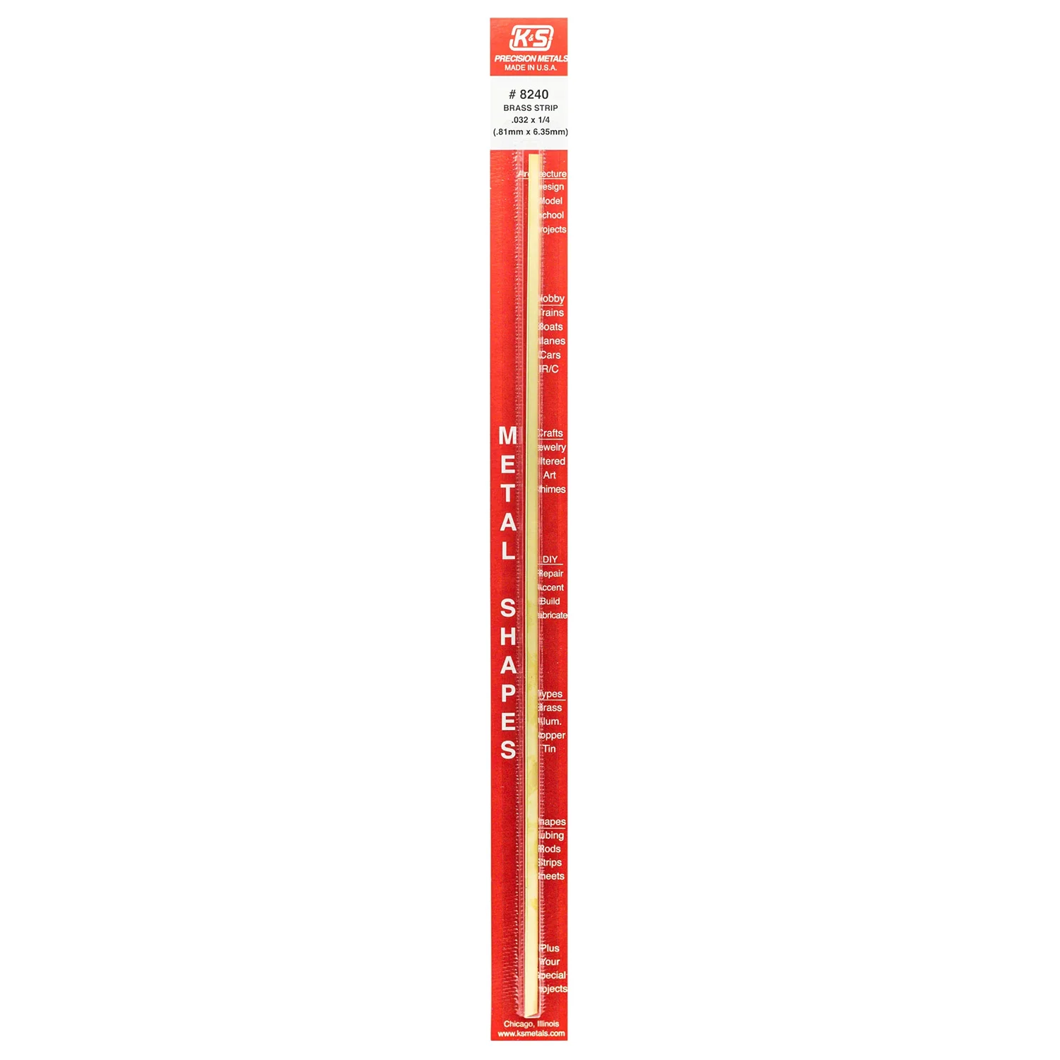 [#8240] Lámina Metálica K&S 30cm de Bronce (1 pza) (0.81x6.35mm)