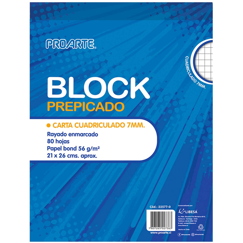 Block Prepicado Proarte Carta 7mm 80hj