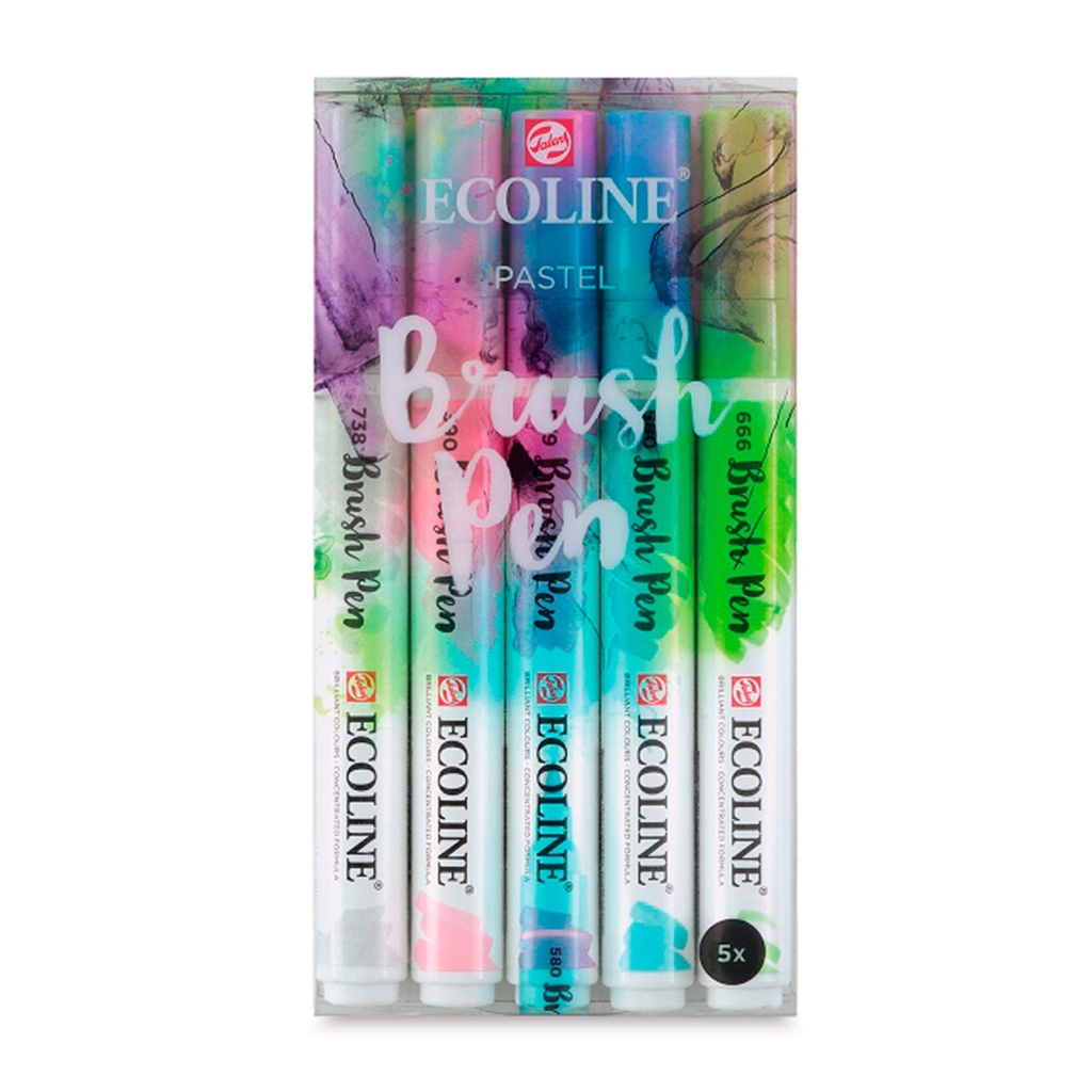 Set Plumones Punta Pincel Ecoline (5 Colores Pastel)