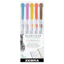 Marcadores Zebra Mildliner Doble Punta Colores Cálidos 5ud