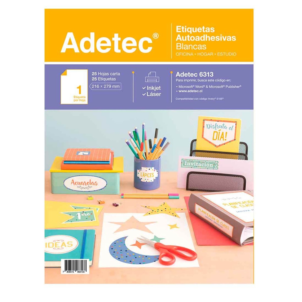 Etiqueta para Impresión Adetec Autoadhesivas Carta 25 hjs