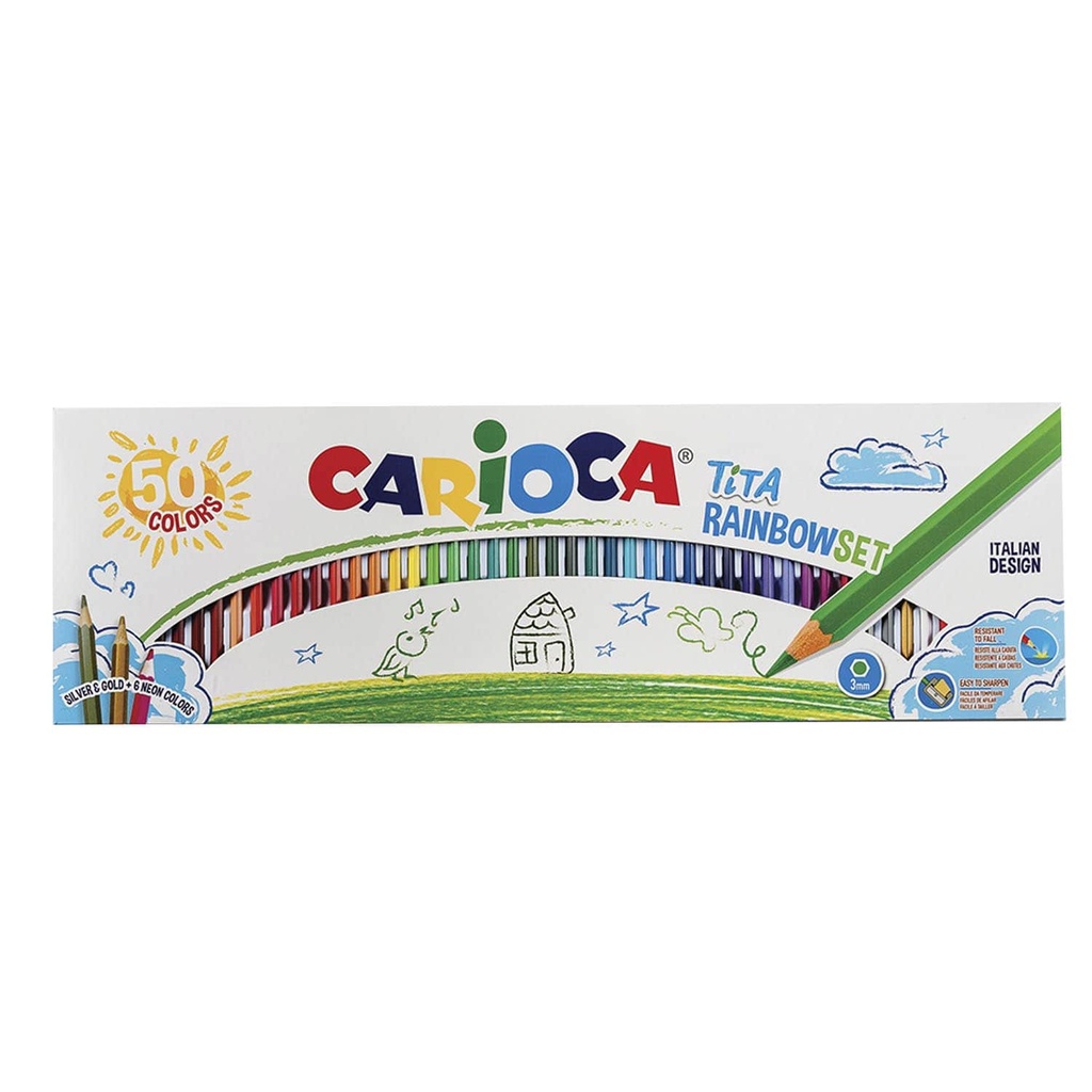 Lápices Carioca Tita Hexagonal Borrable (50 Colores)