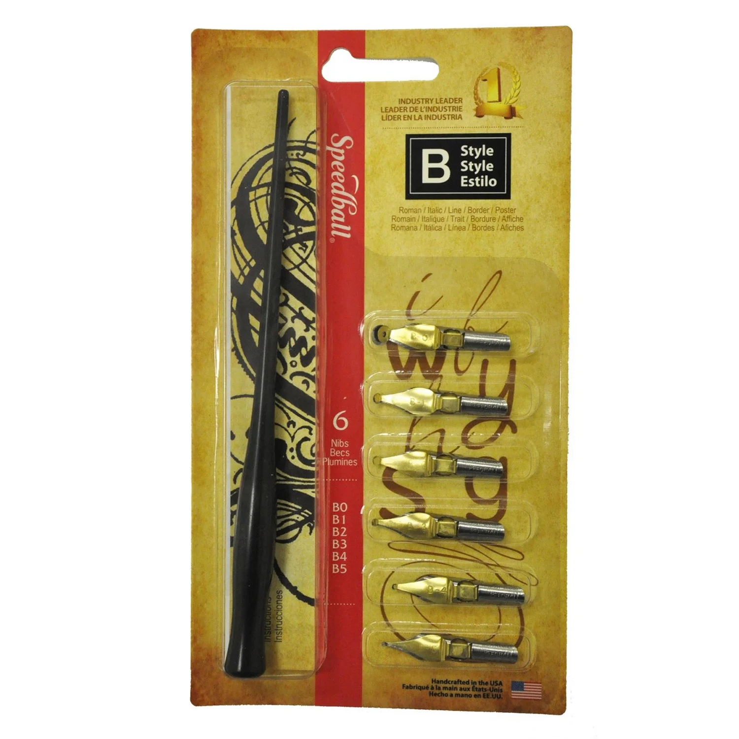 [2956] Set de plumilla caligráfica tipo "B" punta circular Speedball
