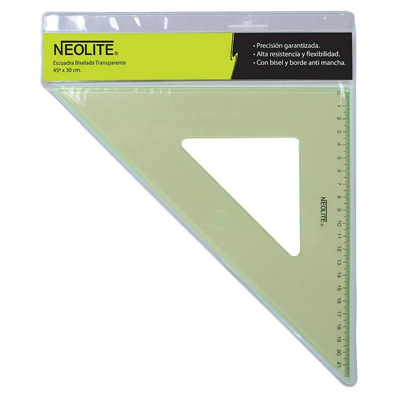 [N105002] Escuadra Biselada Neolite Verde Angulos (45° - 60°) 30cm (45°)